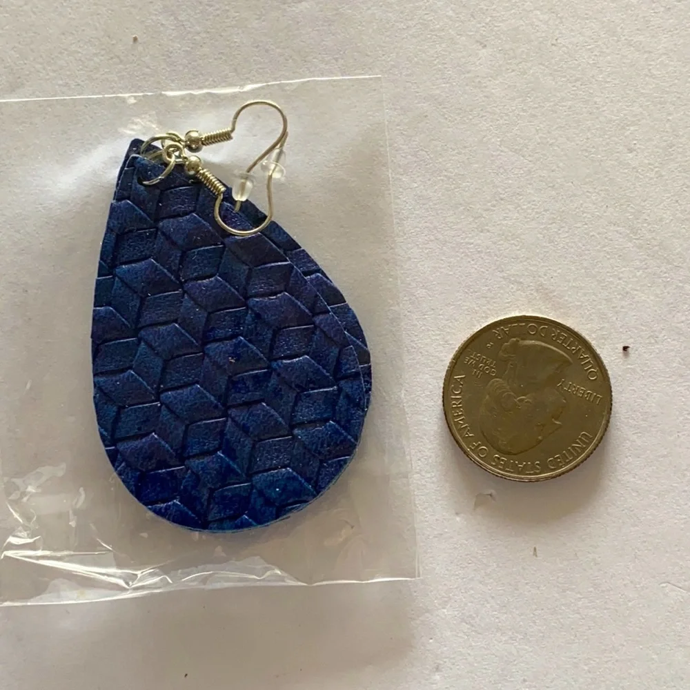 Navy Blue Teardrop Earrings Lightweight